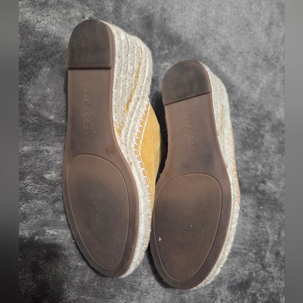 Sole Society Caleena Wedge Espadrille Camel Size 7.5 Boho Resortwear Summer